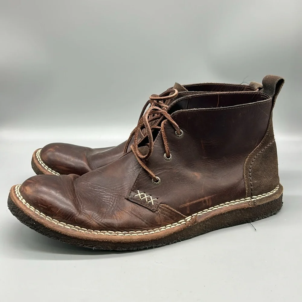 Wolverine Genuine Dark Brown Leather Chukka Boots Lionel plain toe